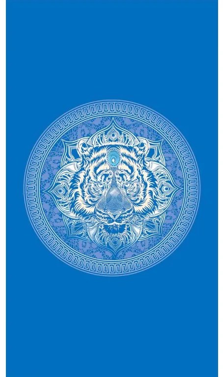Plážová sada TIGER – osuška 100×180 cm a pončo 80×145 cm, modrá