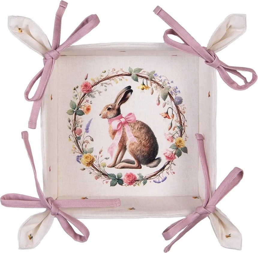 Košík na pečivo zajac s kvetmi Easter Whispers Collection - 35*35*8 cm