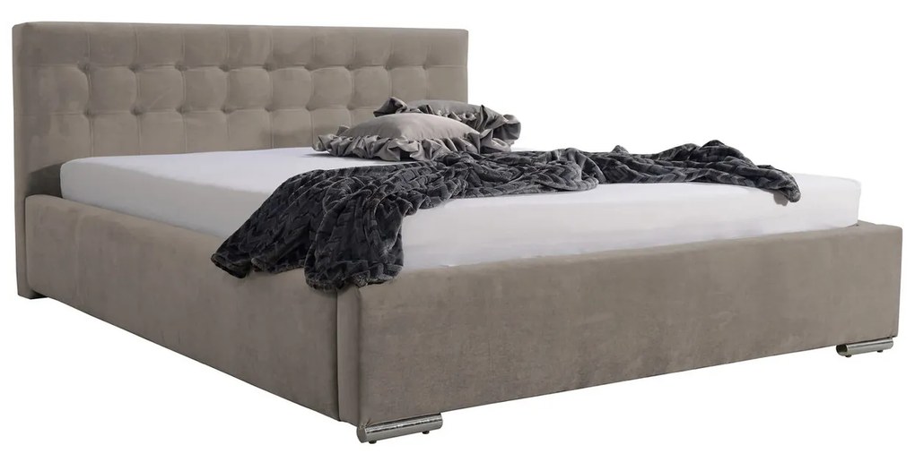 Posteľ PIPER 01 STANDARD 120x200 cm - strieborné nohy Matná zelená