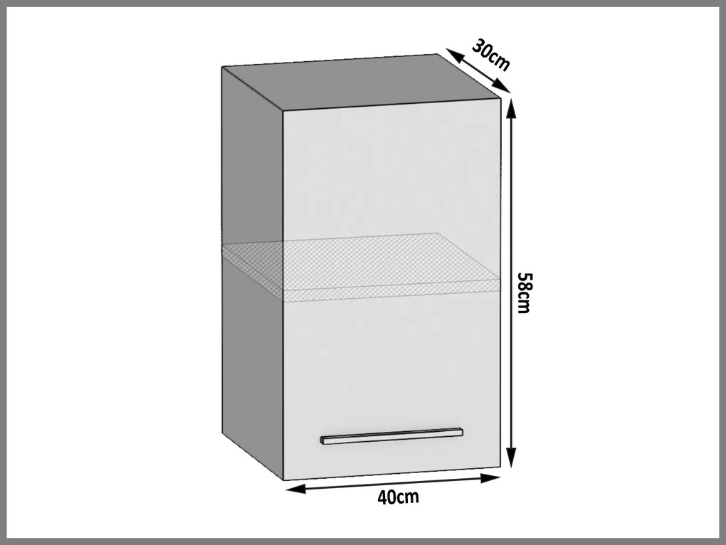 Kuchynská skrinka Belini horná 40 cm šedý mat TOR SG40/2/WT/SR/0/B1