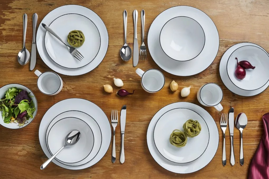 Jedálenský servis (24 dielov) Black Star, biela/čierna