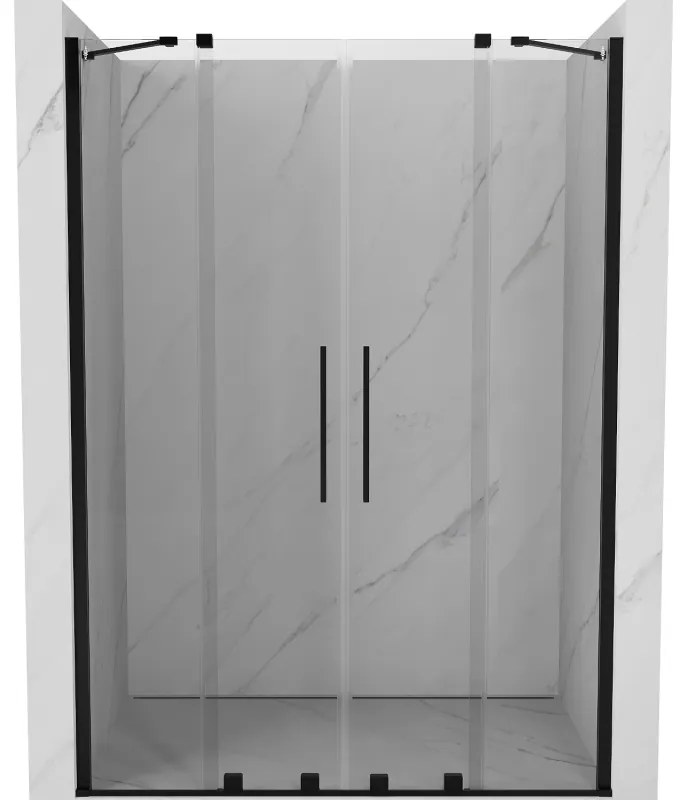 Mexen Velar Duo, posuvné dvere do otvoru 150x200 cm, 8mm číre sklo, čierna matná, 871-150-000-02-70