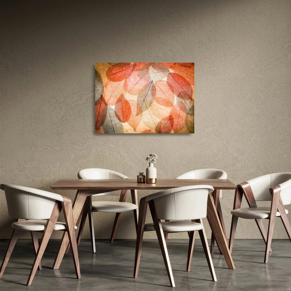 Sklenený obraz maľovaného jesenného lístia (70x50 cm)