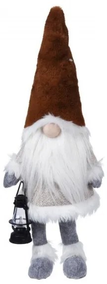 Škriatok s LED lampášom a tmavohnedou čiapkou 51 cm