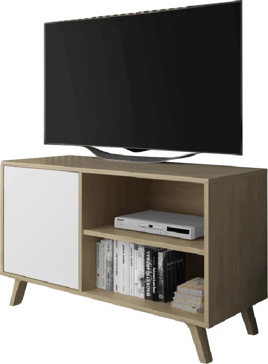 RTV stolík 100, dub puccini/biela, LAND