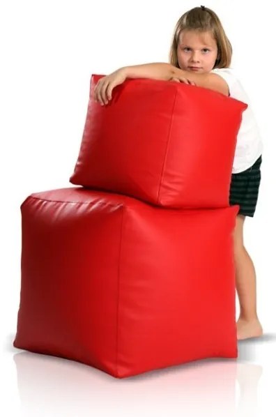 Sedací vak taburetka kocka veľká červená EMI