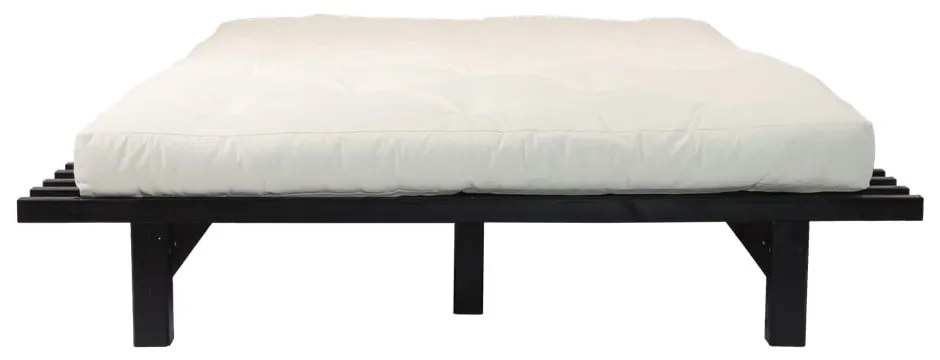 Dvojlôžková posteľ z borovicového dreva s matracom Karup Design Blues Double Latex Black/Natural, 160 × 200 cm
