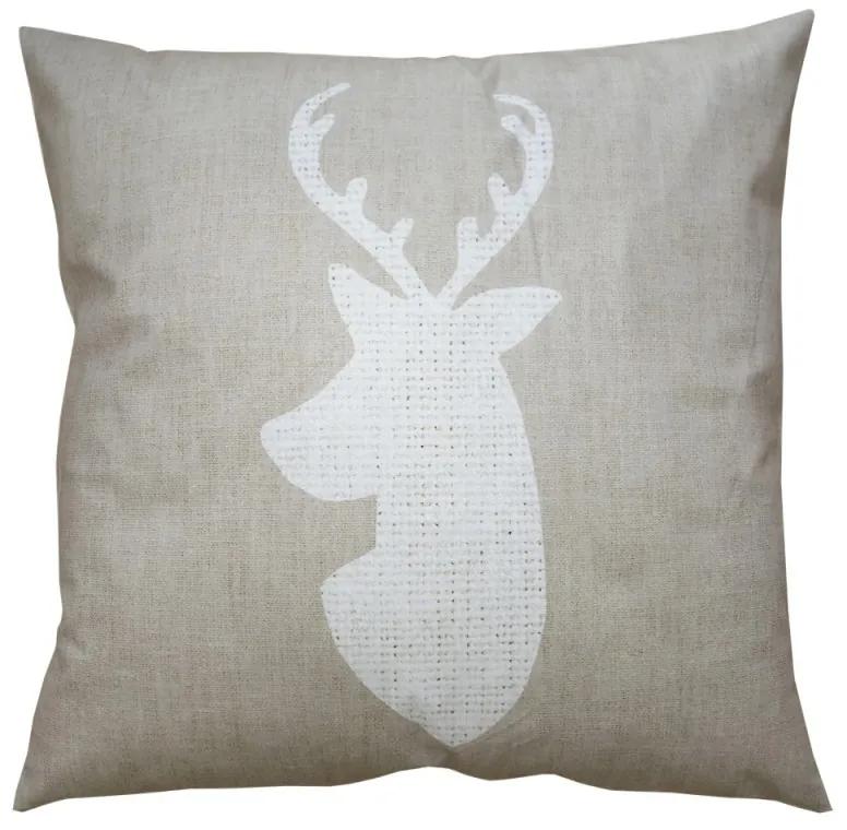 Béžová obliečka na vankúš s jeleňom Deer - 45*45 cm
