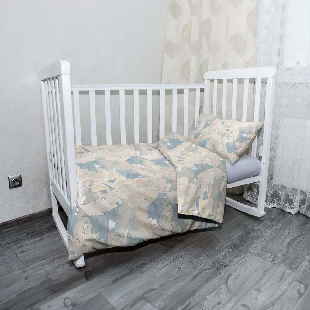 Sablio Mikroplyšové detské obliečky do postieľky Lístie - 100x135 / 40x60
