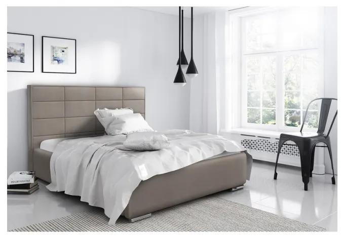 Elegantná manželská posteľ Caffara 120x200, béžová, jemná poťahová látka