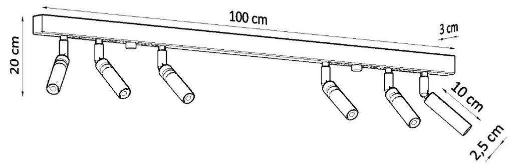 Bodové svietidlo Eyetech, 6x čierne kovové tienidlo, (možnosť polohovania)
