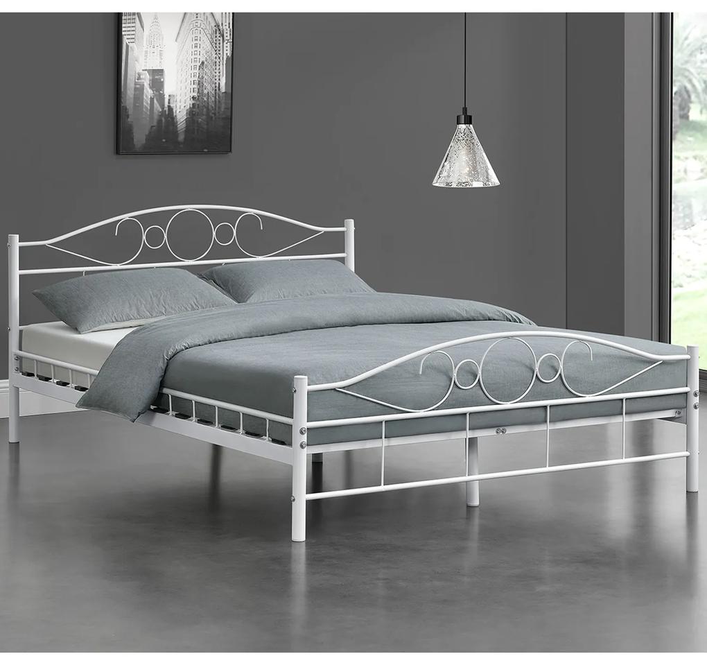 Kovová posteľ Toskana 140 x 200 cm - biela