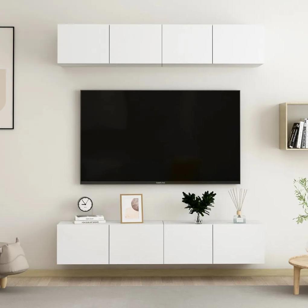 4-dielna súprava TV skriniek biela 80x30x30 cm drevotrieska 3074451