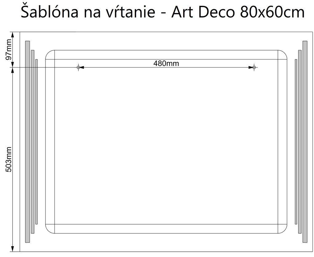 LED zrkadlo Art Deco Vertical 80x60cm neutrálna biela - dotykový spínač