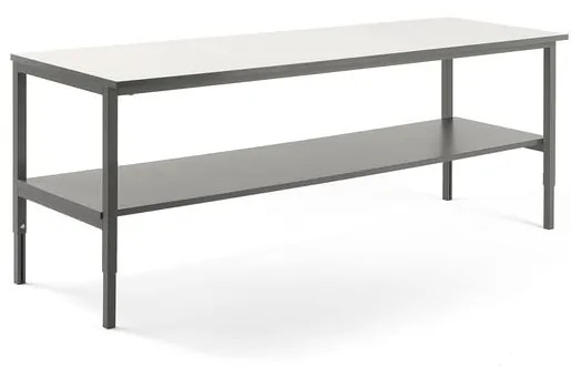 Dielenský stôl CARGO, so spodnou policou, 2400x750 mm, biela / šedá