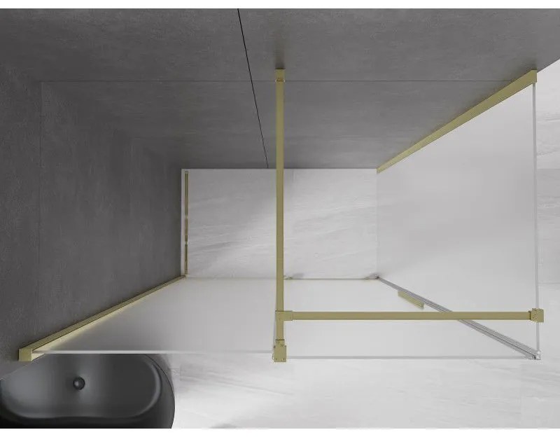 Mexen Velar, sprchový kút s posuvnými dverami 130 x 75 cm, 8mm sklo námraza, zlatá matná, 871-130-075-31-55