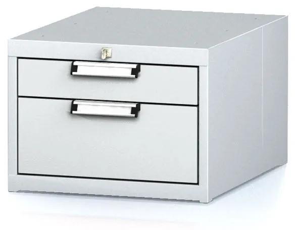 Alfa 3 Závesný dielenský box na náradie k pracovným stolom MECHANIC, 2 zásuvky, 480 x 600 x 351 mm, antracitové dvere