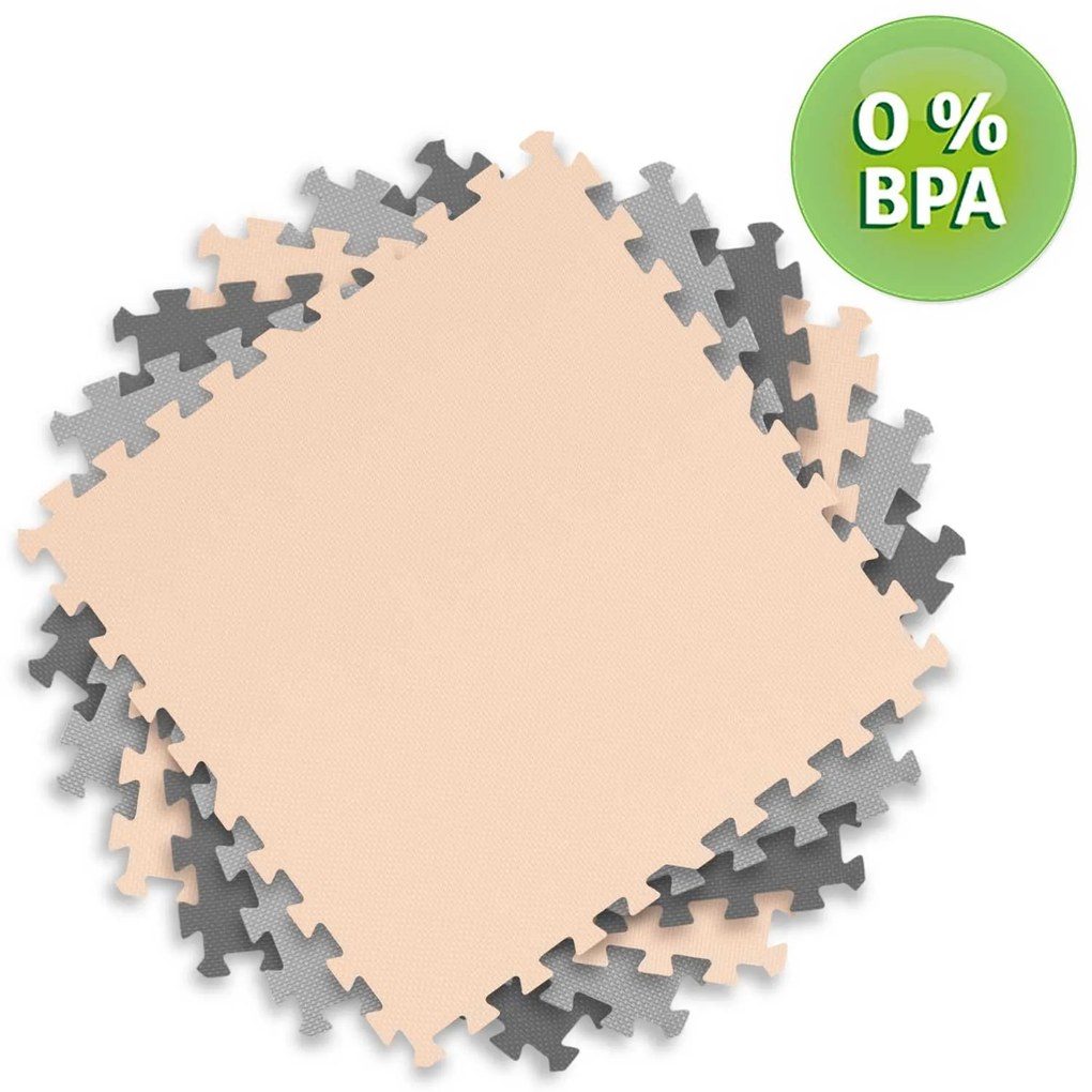 Duża mata piankowa puzzle Ricokids 180x180cm 9 szt szaro-brzoskwiniowa