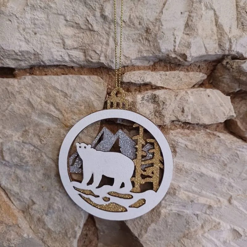 DECOLED Ozdoba, medveď, 8,5 cm, drevená