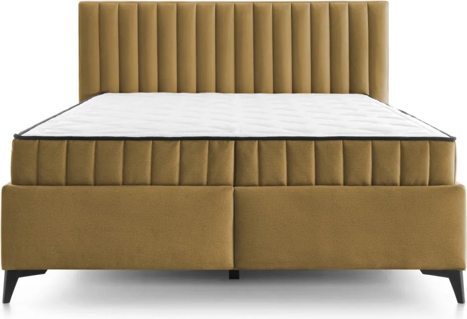 Posteľ Joy 160x200 cm, horčicovo žltá látka