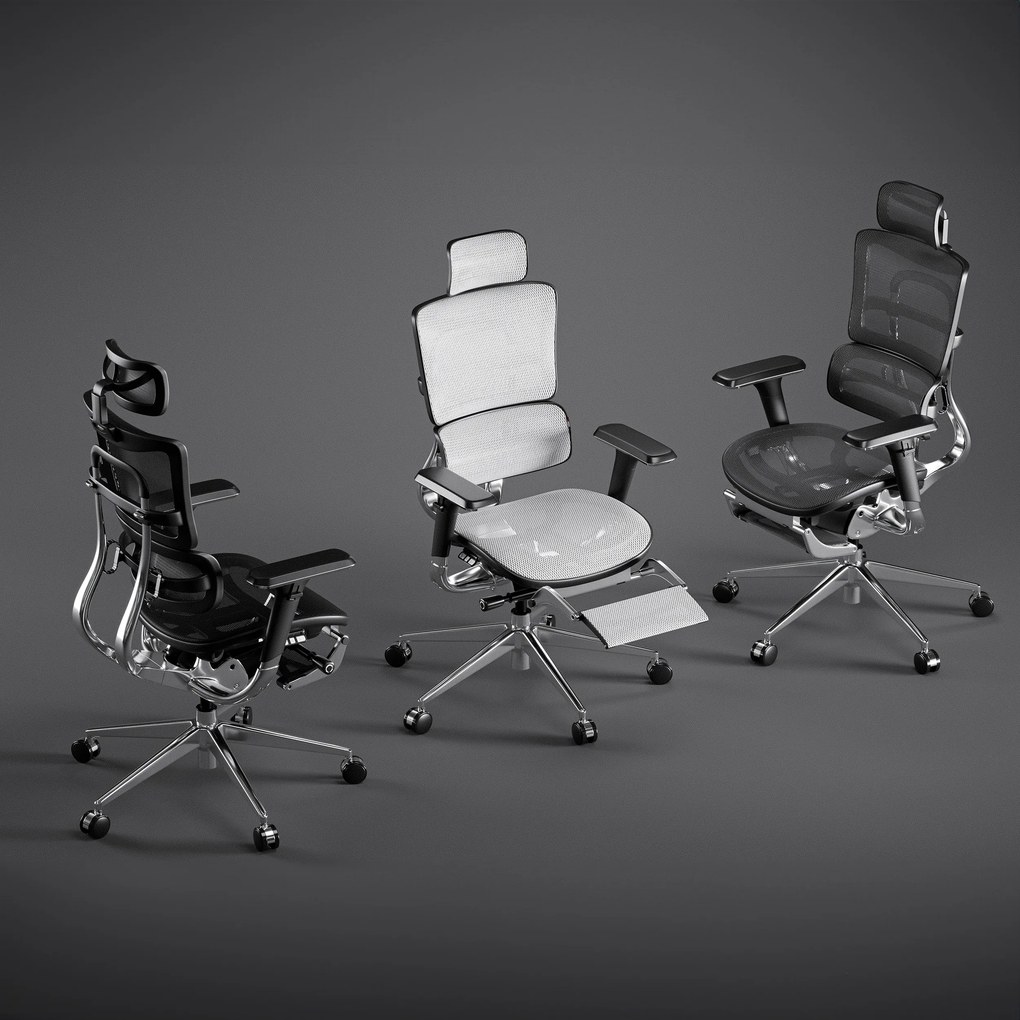 Ergonomická kancelárska stolička s podnožkou Normal Size, čierny-sivý: Diablo V-Master