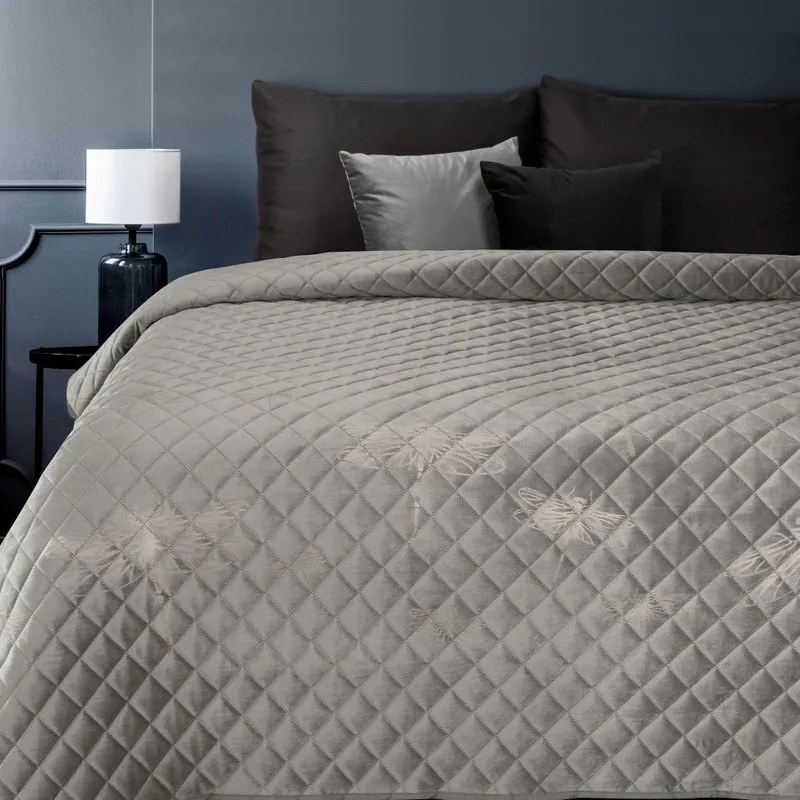 EUROFIRANY Zamatový prehoz, vyrobený technikou "hot press" s potlačou fólie 170 cm x 210 cm strieborná 100 % polyester Rozmery textílií: 170 cm x 210 cm