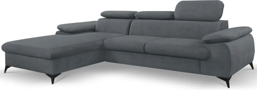Rohová sedacia súprava Scala, ocelovo šedá látka, ľavý roh