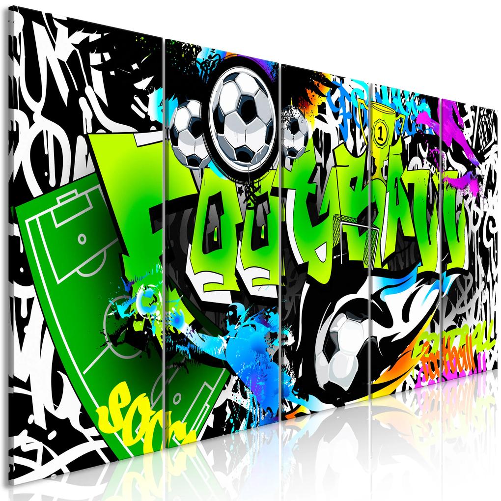 Artgeist Obraz - Football Graffiti (5 Parts) Narrow Veľkosť: 200x80, Verzia: Premium Print