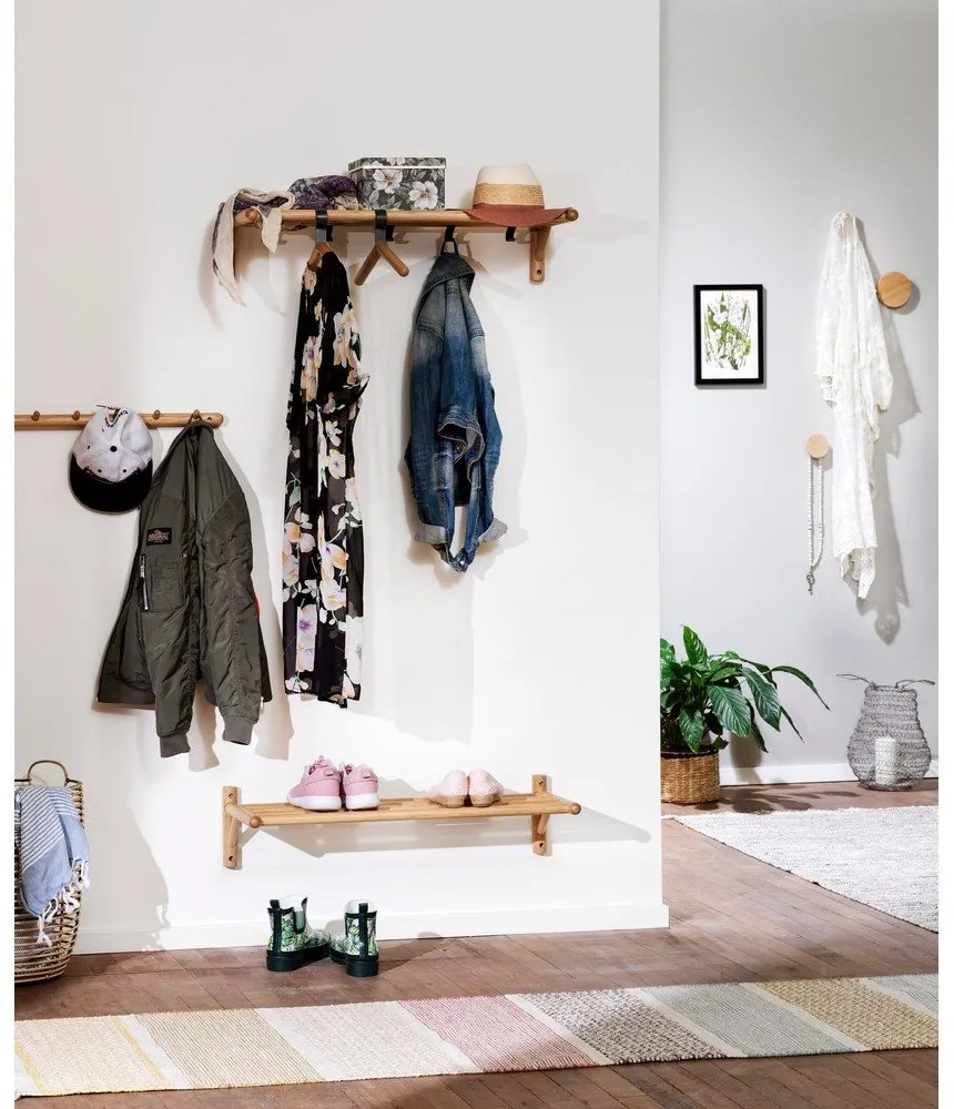 Nástenný vešiak z dubového dreva v prírodnej farbe Milford - Rowico