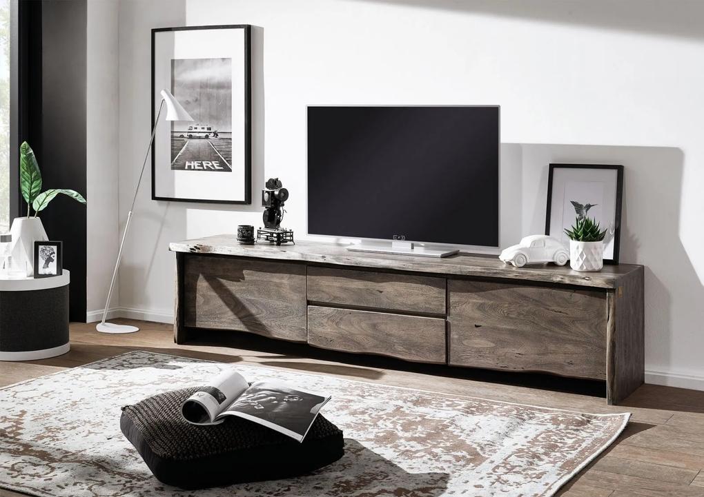 Bighome - WOODLAND TV stolík 220x50 cm, sivá, akácia