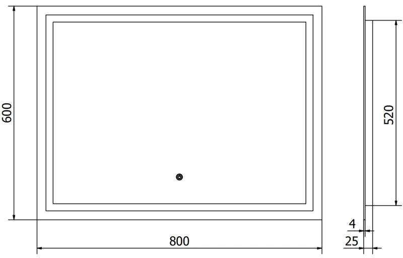 Mexen Miko, LED kúpeľňové zrkadlo s podsvietením 80 x 60 cm, 6000K, ochrana proti zahmlievaniu, 9819-080-060-611-00