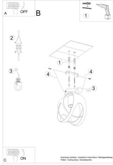 Sollux SL.1082 - Prisadený luster TULOS 1xE27/60W/230V biela