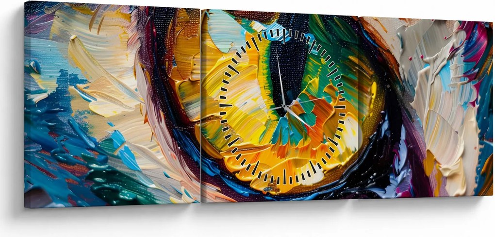 Obraz - Maľba mačacieho oka (s hodinami) (90x30 cm)