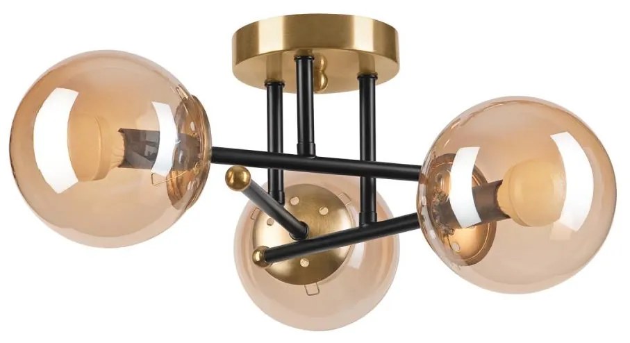 Lamkur Prisadený luster MALENA 3xE14/5W/230V zlatá/čierna/dymová béžová LA49373
