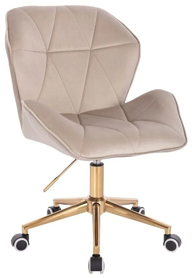 LuxuryForm DESIGN Stolička MILANO MAX VELUR na zlatej podstave s kolieskami - latte