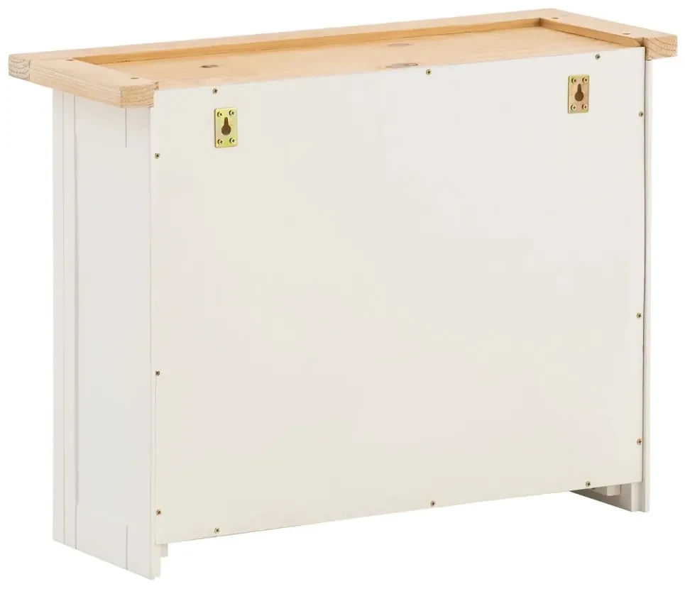 furniture-nabytek.cz - Masívna skrinka so zrkadlom Capera, borovica / MDF, lakovaná, biela / hnedá