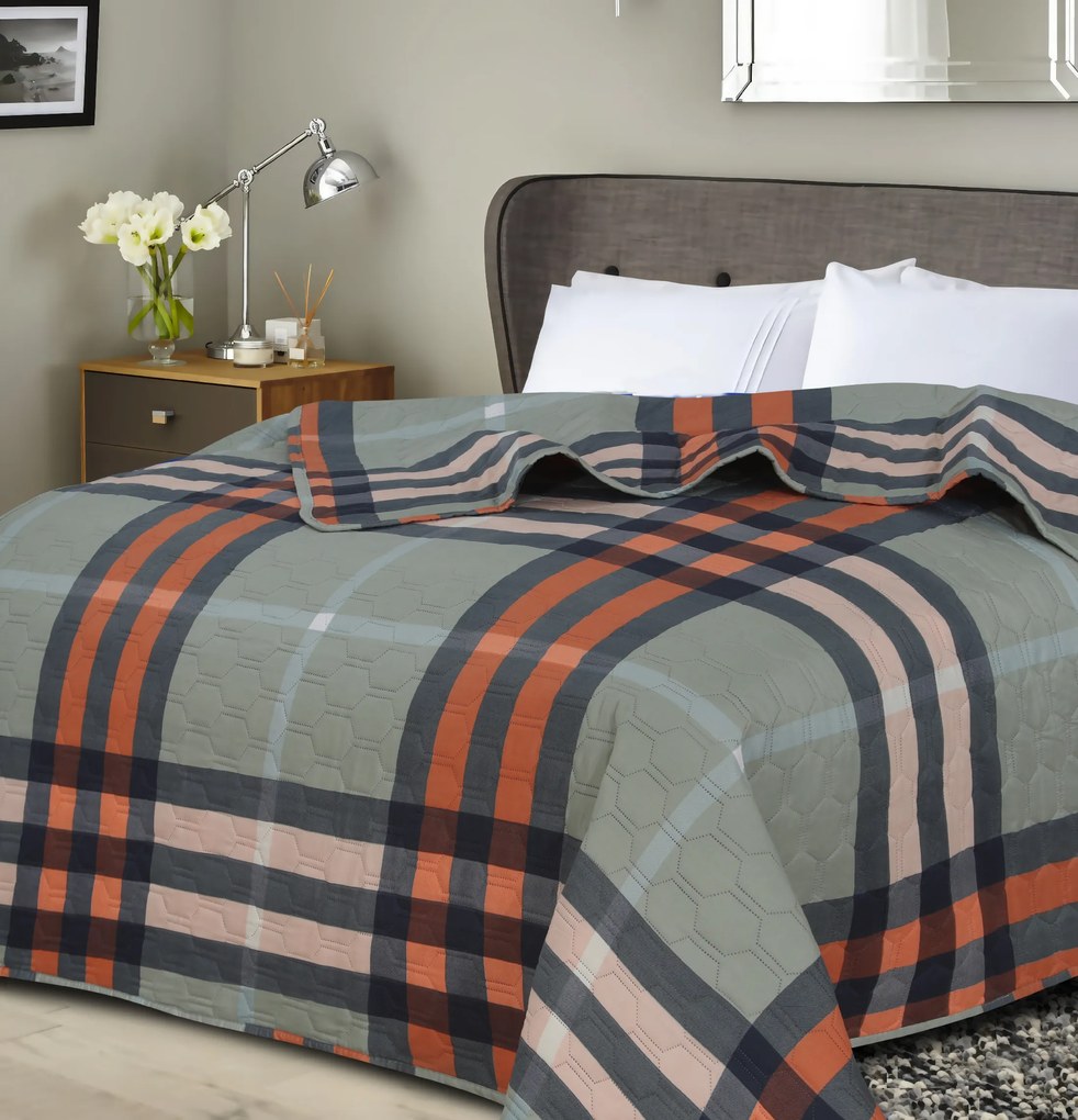 Prehoz na posteľ PLAIDORY HEXAGON zelený Rozmer: 170 x 210 cm