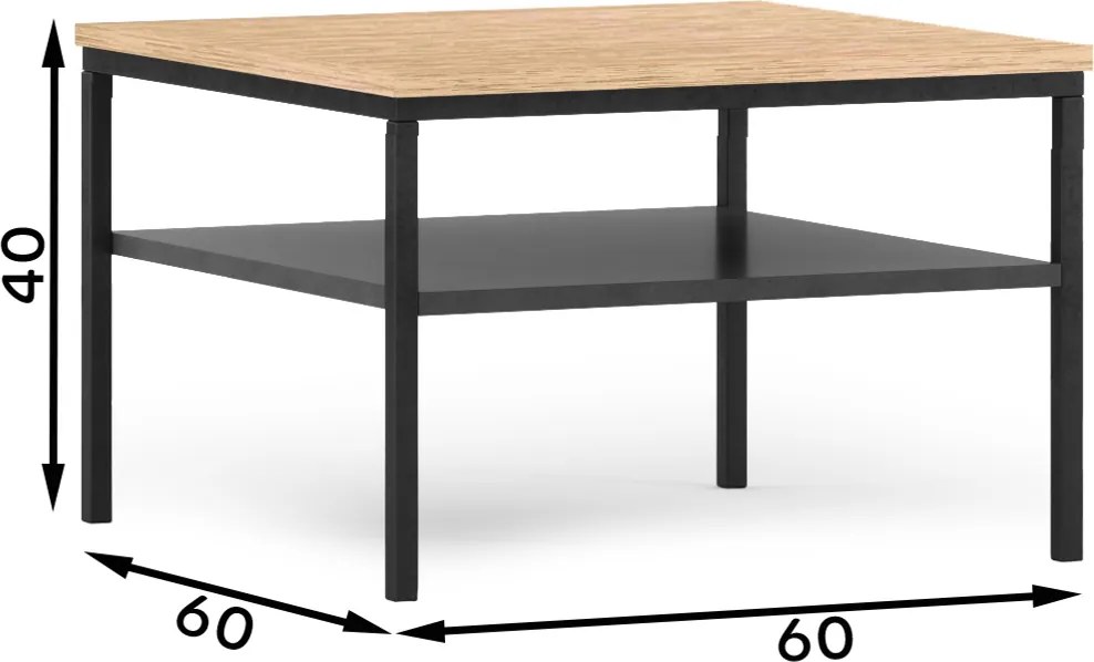 Konferenčný stolík Loyd (dub artisan + čierna matná). Akcia -13%. Vlastná spoľahlivá doprava až k Vám domov. 1051958
