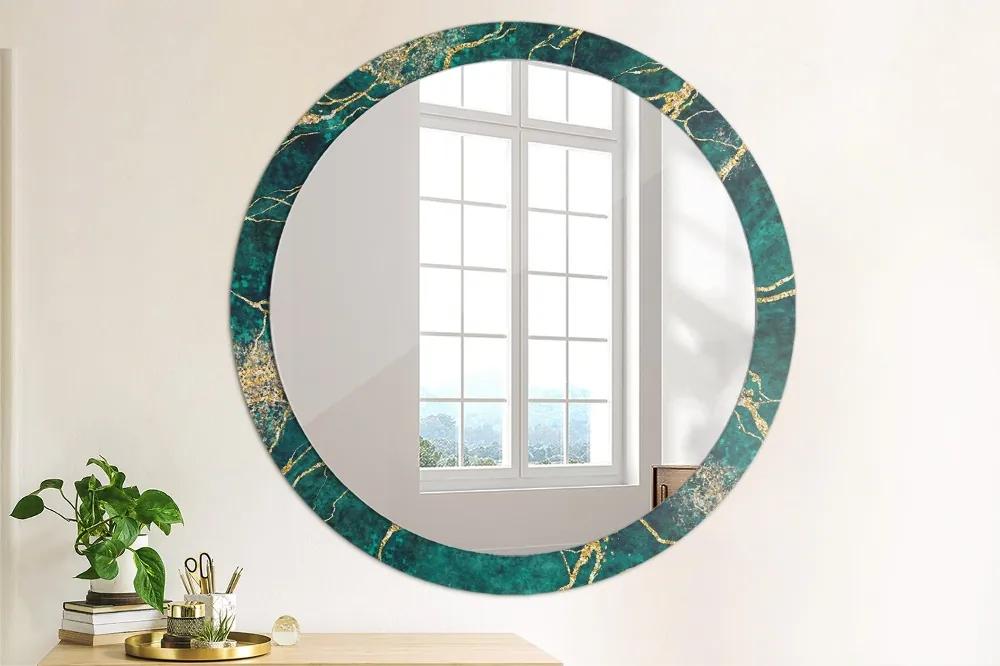 Okrúhle ozdobné zrkadlo na stenu Zelený malachitový mramor fi 100 cm
