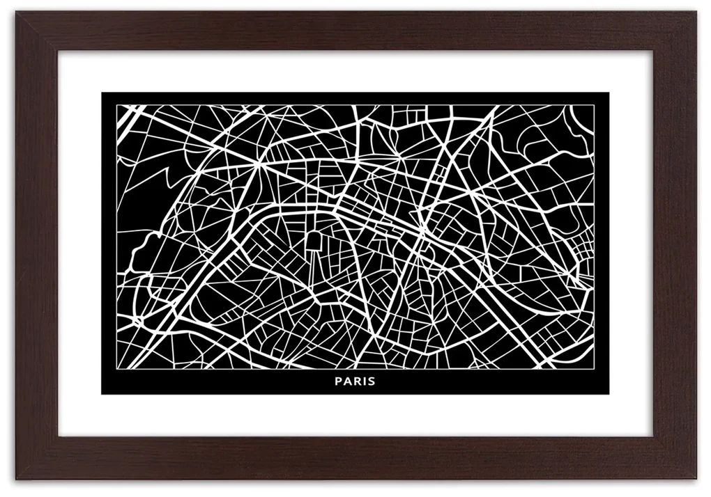 Gario Plagát Plán mesta Paríž Farba rámu: Bez rámu, Rozmery: 60 x 40 cm