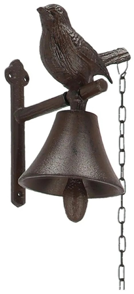 Záhradný zvonček Bird, 20x12 cm, liatina, hnedá