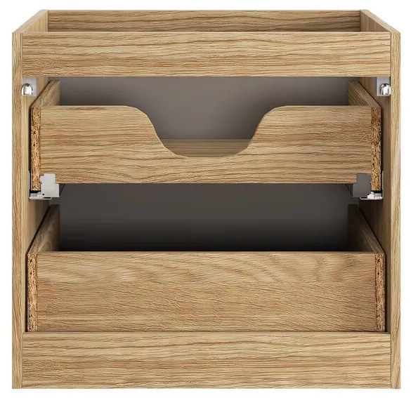 Závěsná skříňka Ocean s deskou a umyvadly 120 cm béžová/dub olejovaný