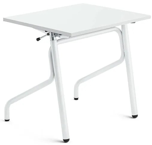 Nastaviteľná školská lavica ADJUST, 700x600 mm, akustický HPL - biela, biela