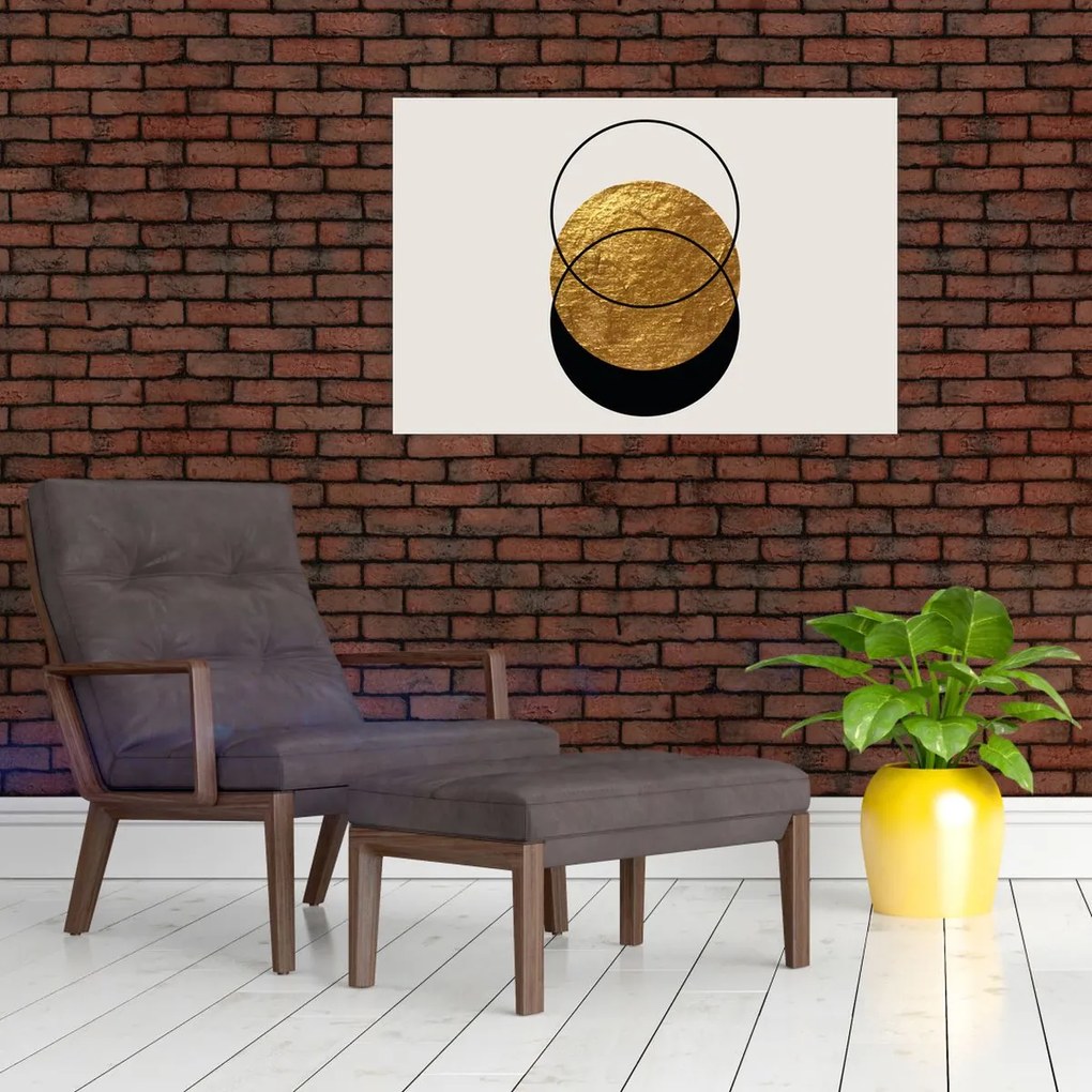 Obraz - Abstrakcia zlatá a biela N⁰2 (90x60 cm)