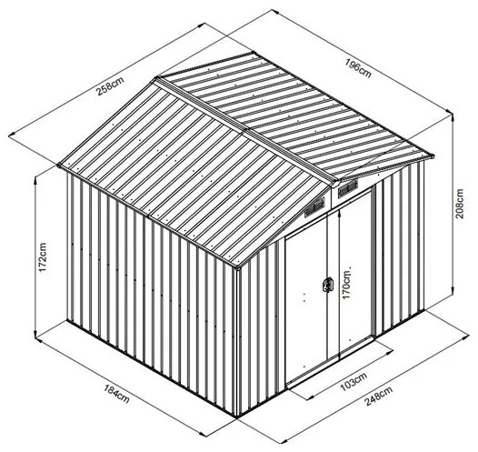 Záhradný domček na náradie Avenberg 2.0 x 2.6 m ZELENÁ SD-X68E-H170