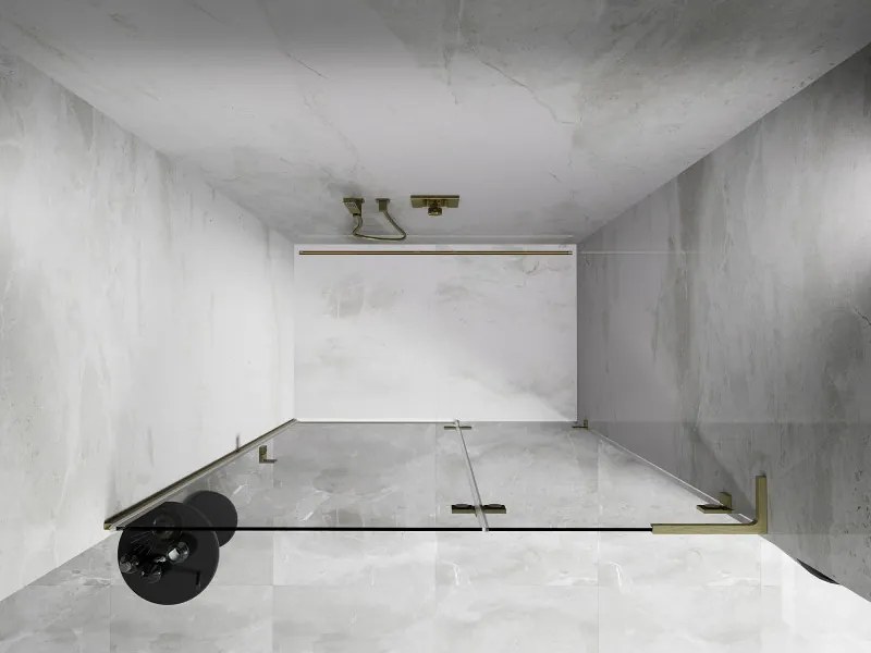 Mexen, Mexen Lunar L výklopné pravé sprchové dvere 135 cm, transparentné, brúsené zlaté - 834L-135-000-55-00-P