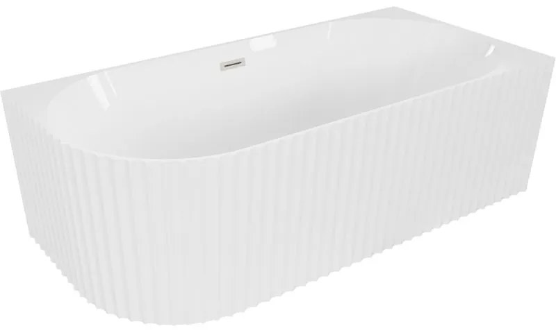 Mexen Gia, voľne stojaca rohová vaňa, drážkovaná, pravá, 170 x 80 cm, biela lesklá, brúsená oceľ, 52701708000P-97