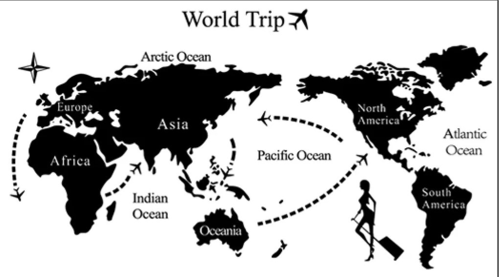 Veselá Stena Samolepka na stenu na stenu Mapa cesta okolo Sveta