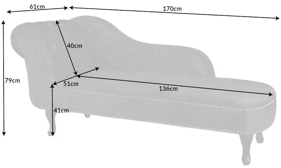 Invicta Interior - Leňoška CHESTERFIELD 170 cm šedá zamat