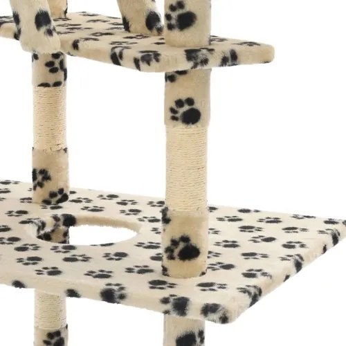vidaXL Škrabadlo pre mačky sisalové stĺpiky 230-260cm béžové s labkami-